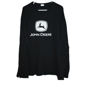 John Deere Logo Men's Long Sleeve T-Shirt Men's Size 3XL Black